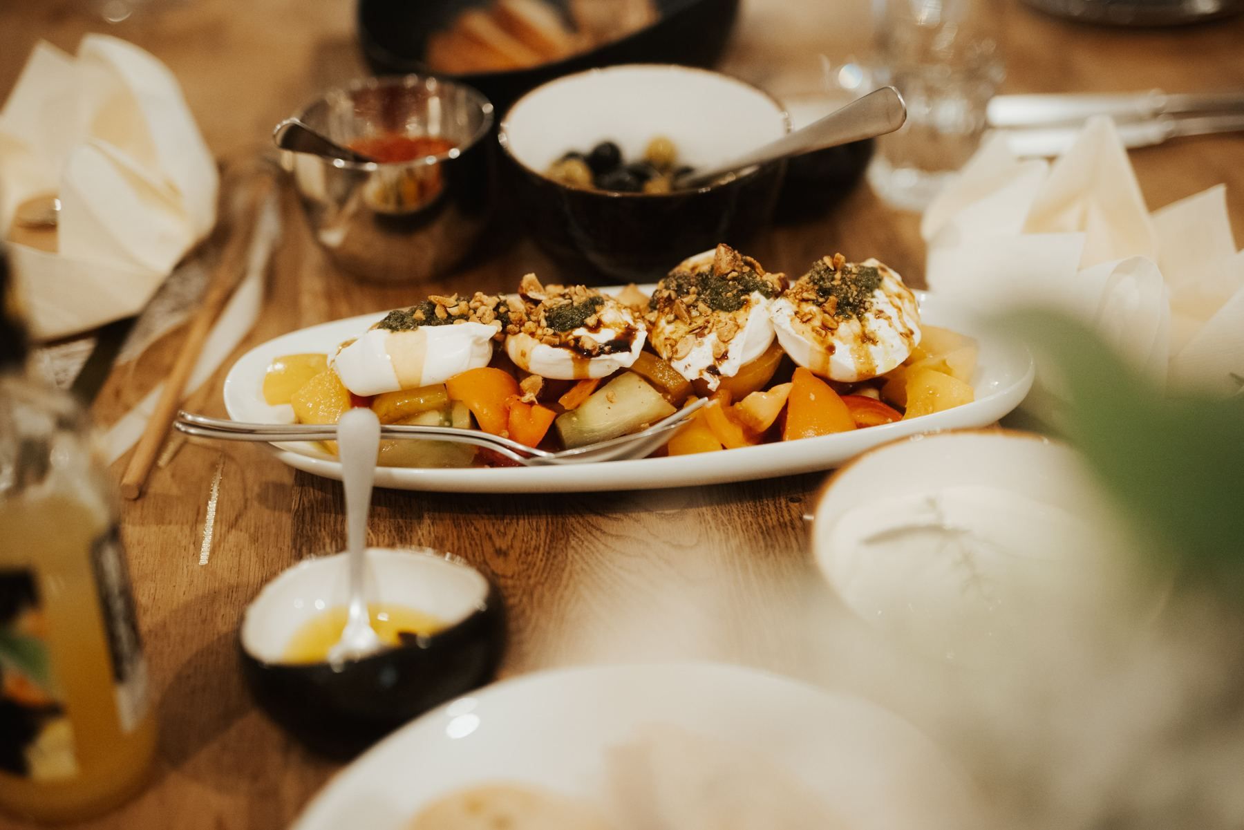 Laid table with food at zwölf87
